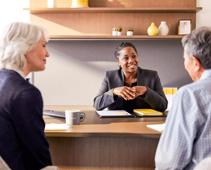 advisor with clients